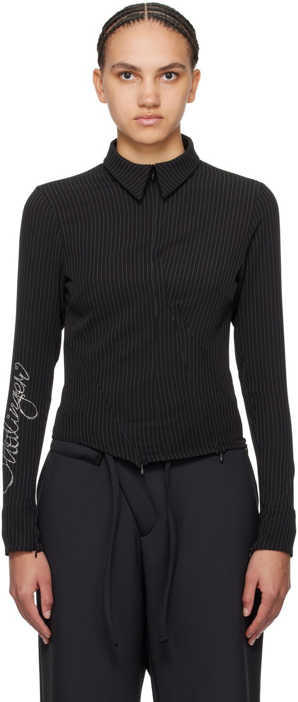 Сорочка Ottolinger Ottolinger Pinstriped Zip Shirt чорний | 1103003