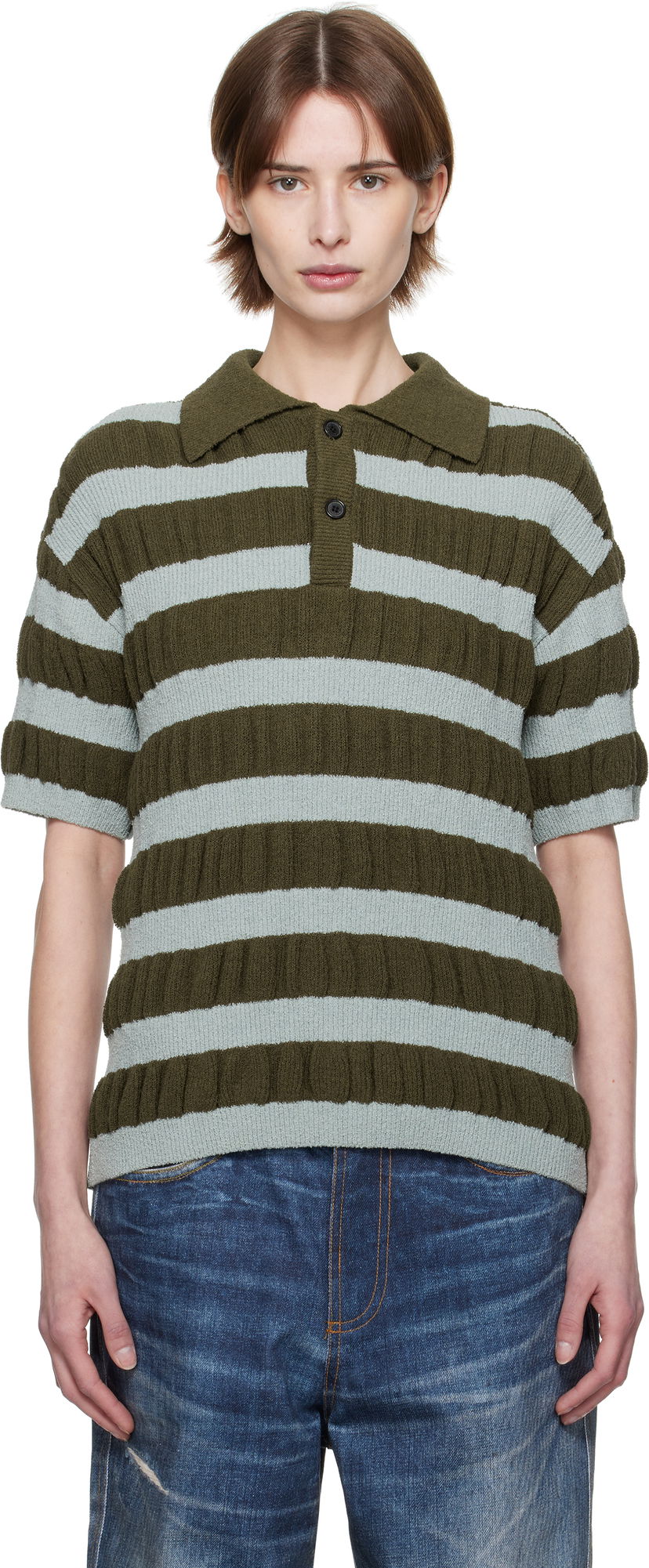 Сорочка поло Andersson Bell Andersson Bell Bubble Stripe Polo Зелений | atb1246m