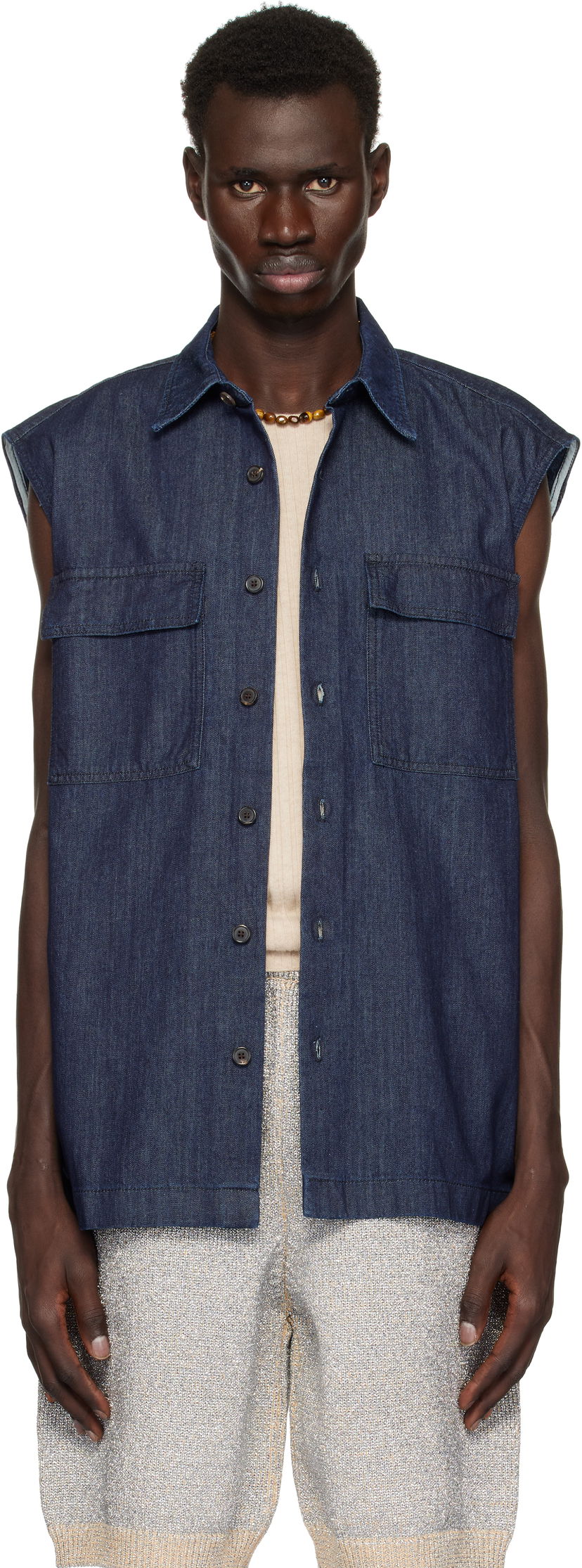 Сорочка Dries Van Noten Dries Van Noten Sleeveless Denim Shirt Синій | 251-020728-1553