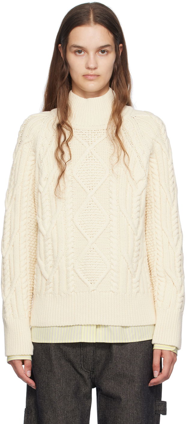 Cветр BOSS Mock Neck Sweater білий | 50518369