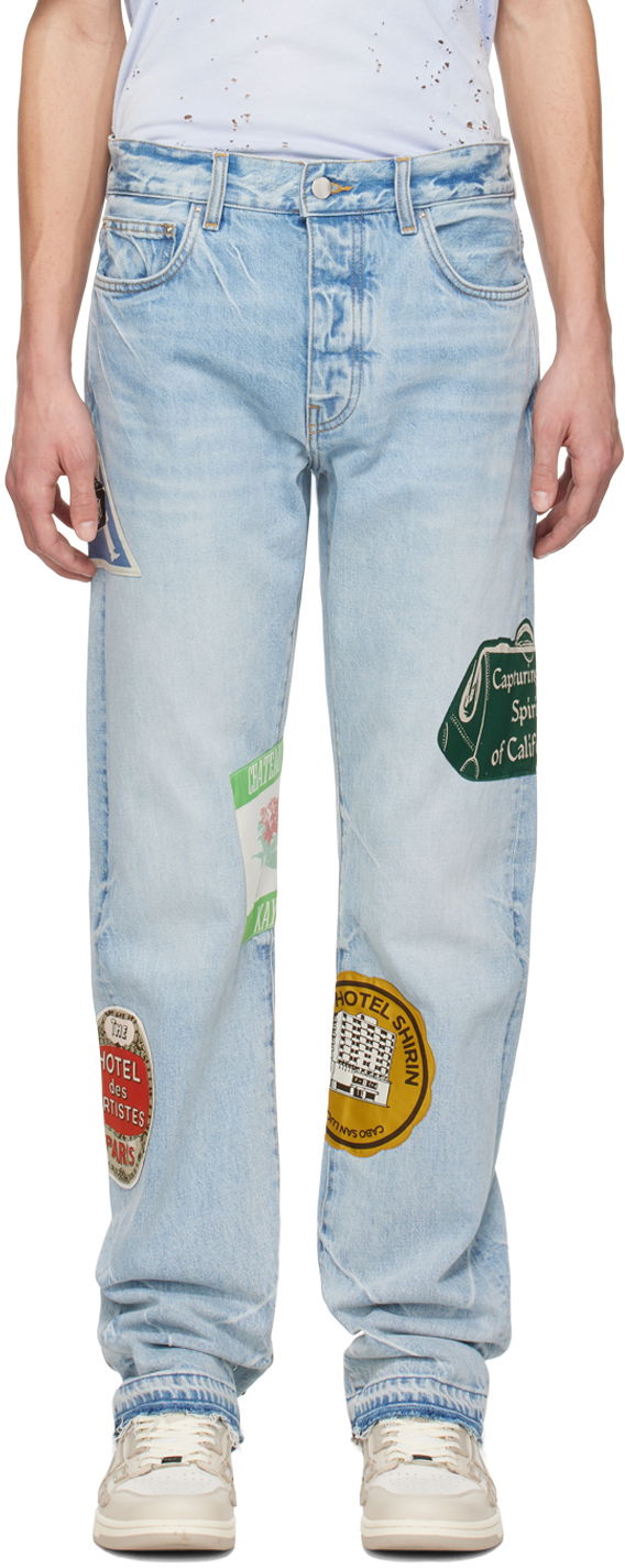 Джинси AMIRI AMIRI Travel Patch Jeans Синій | AMDNGG1001