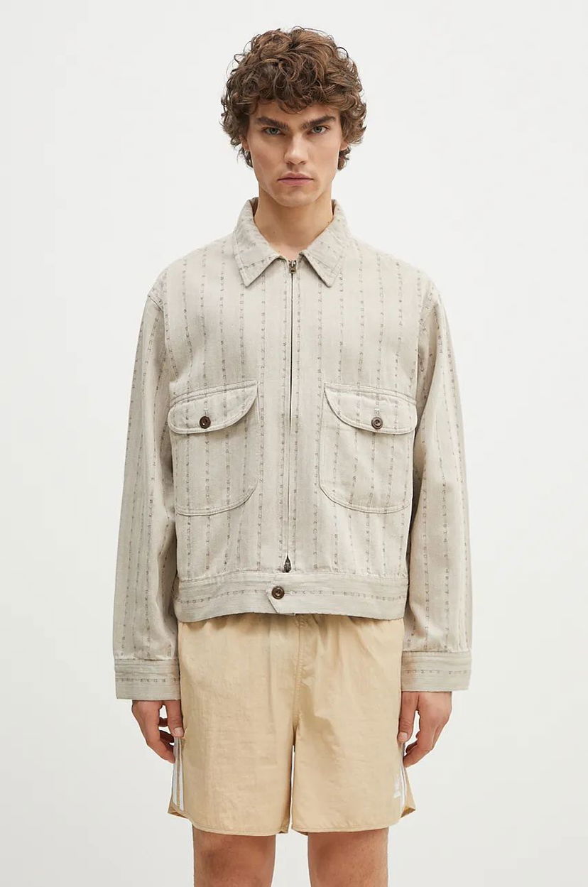 Куртка Human Made Herringbone Zip-Up Work Jacket бежевий | HM28JK014