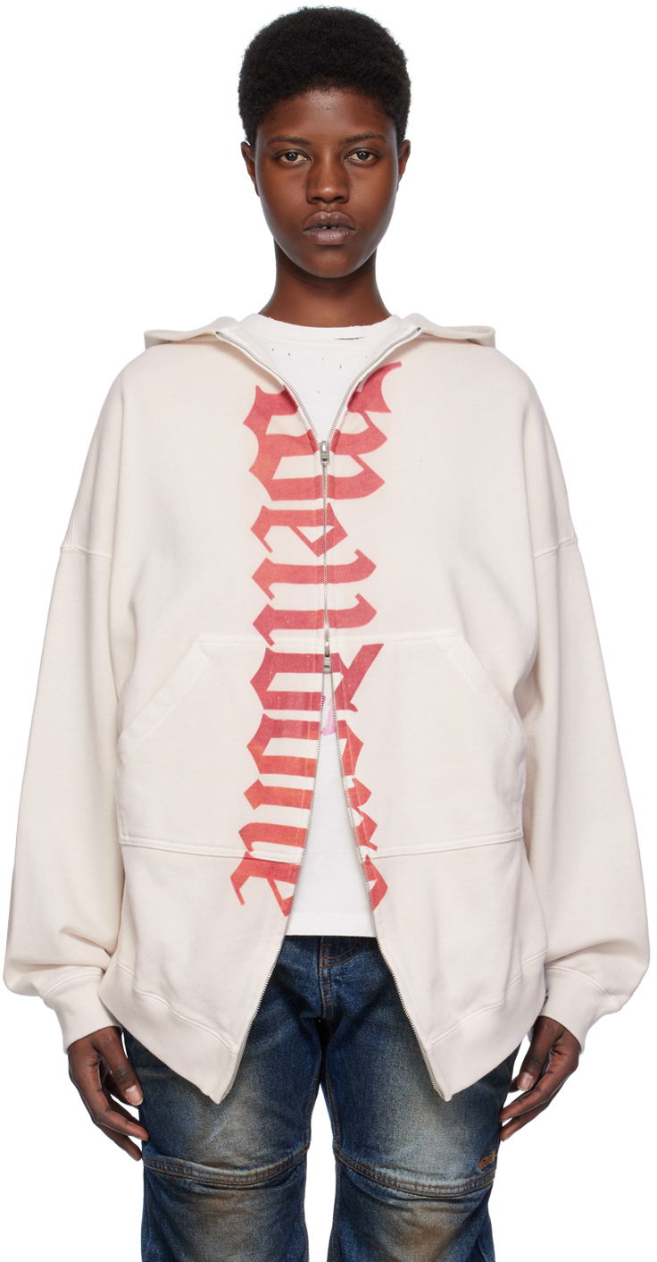 Світшоти We11done We11done Printed Zip-Up Hoodie бежевий | WD-TJ0-24-812-U-WH