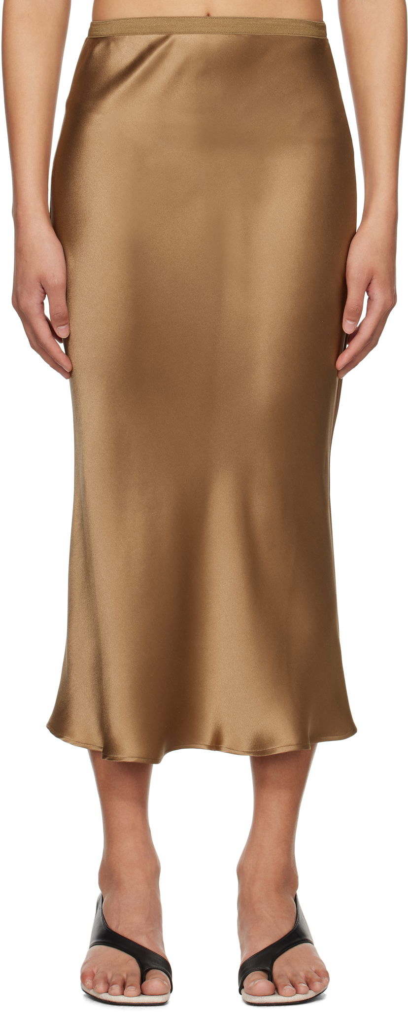 Спідниця Anine Bing Anine Bing Bar Silk Midi Skirt Коричневий | A-04-4001-DKG22