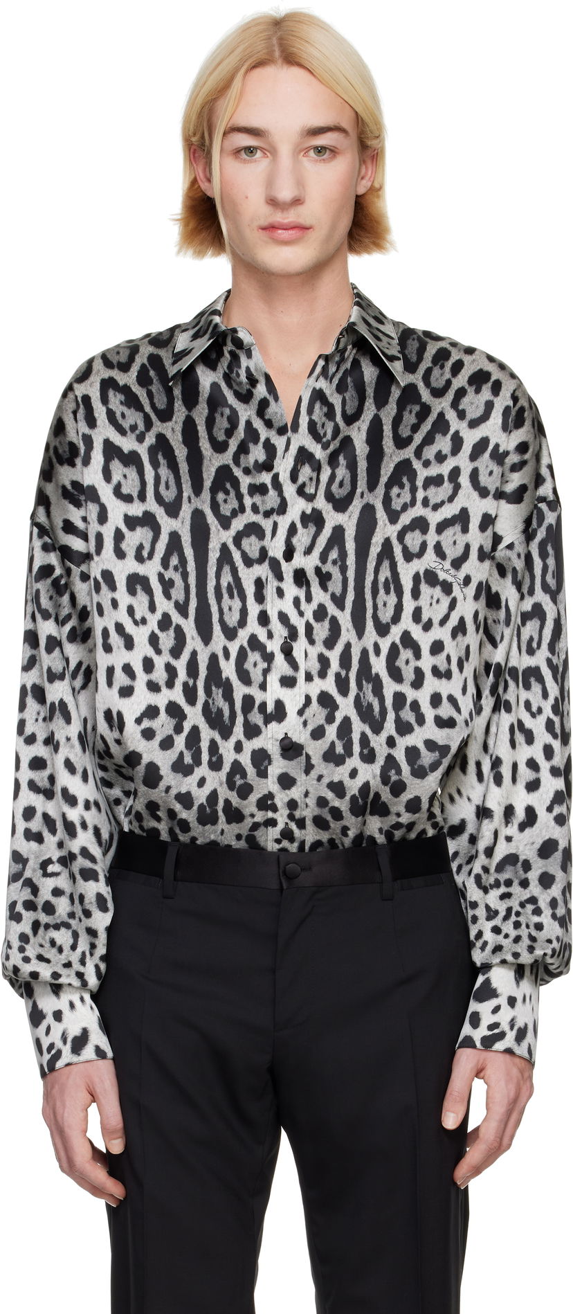 Сорочка Dolce & Gabbana Dolce&Gabbana Super-Oversize Leopard-Print Silk Shirt білий | G5MG0TIS1WT