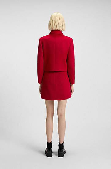 Куртка BOSS Regular-fit cropped jacket with metallic buttons Червоний | 50547602, 1
