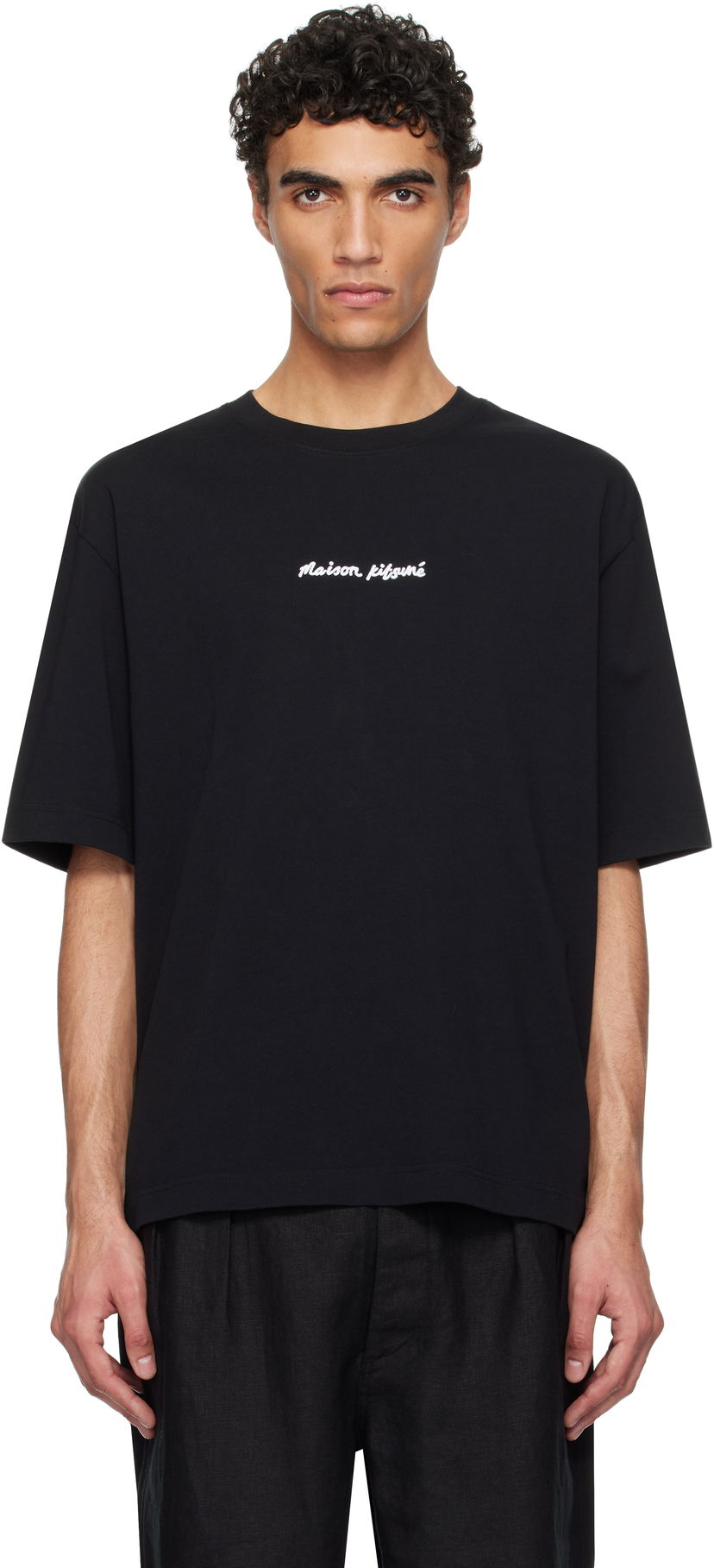 Футболка MAISON KITSUNÉ Maison Kitsuné Handwriting Oversize T-Shirt чорний | OM00122KJ0119