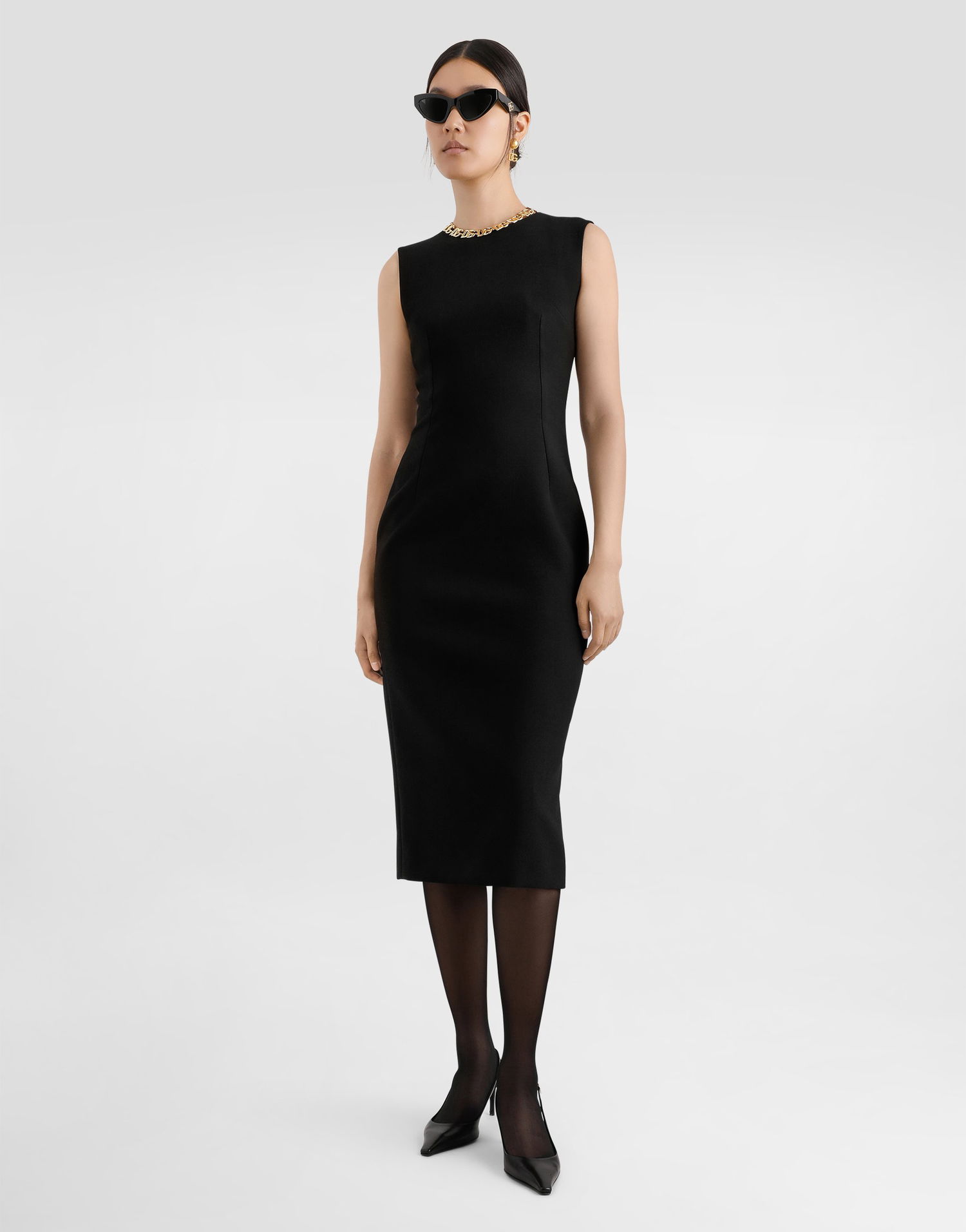 плаття Dolce & Gabbana Dolce & Gabbana Wool Sleeveless Dress with Leopard Print Detail чорний | F6GASTGDCSXN0000, 1