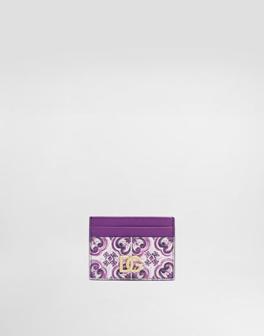 Гаманець Dolce & Gabbana Dolce & Gabbana Calfskin Card Holder with Majolica Print Фіолетовий | BI0330AO026I03TN, 0