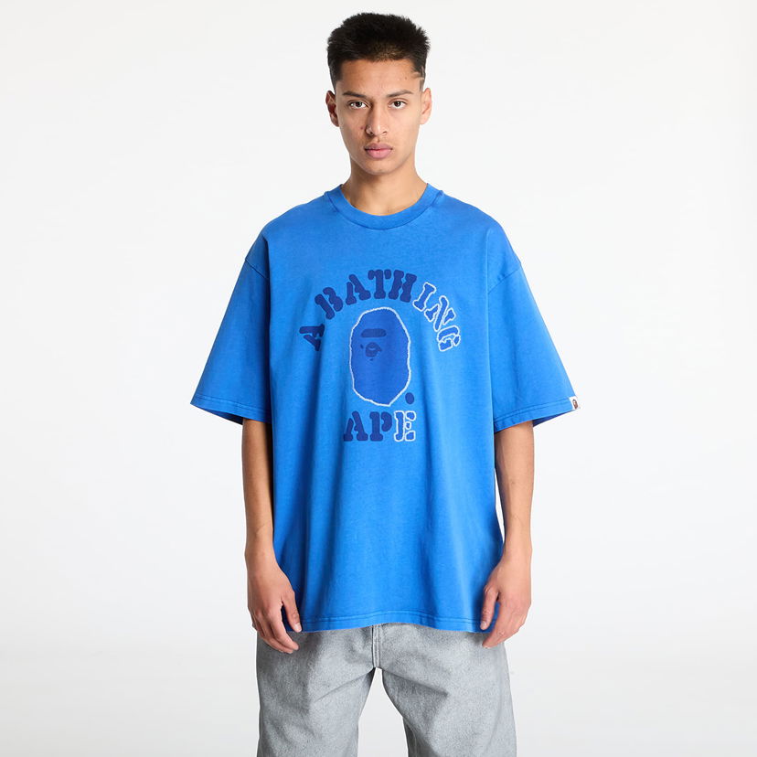 Футболка BAPE Garment Dye College Relaxed Fit T-Shirt Синій | 001CSK801314M BLU