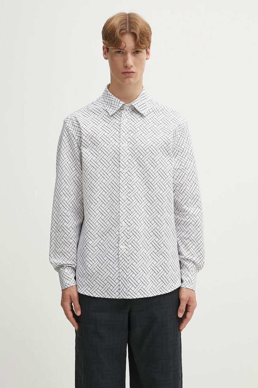 Сорочка KENZO Weave Relaxed Fit Shirt with Classic Collar білий | FF65CH4029JD