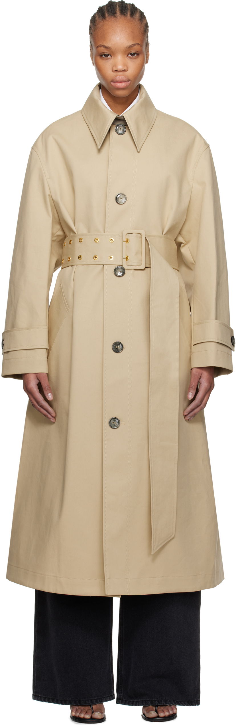 Тренчкот AMI AMI Paris Belted Coat бежевий | FJK521.CO0081