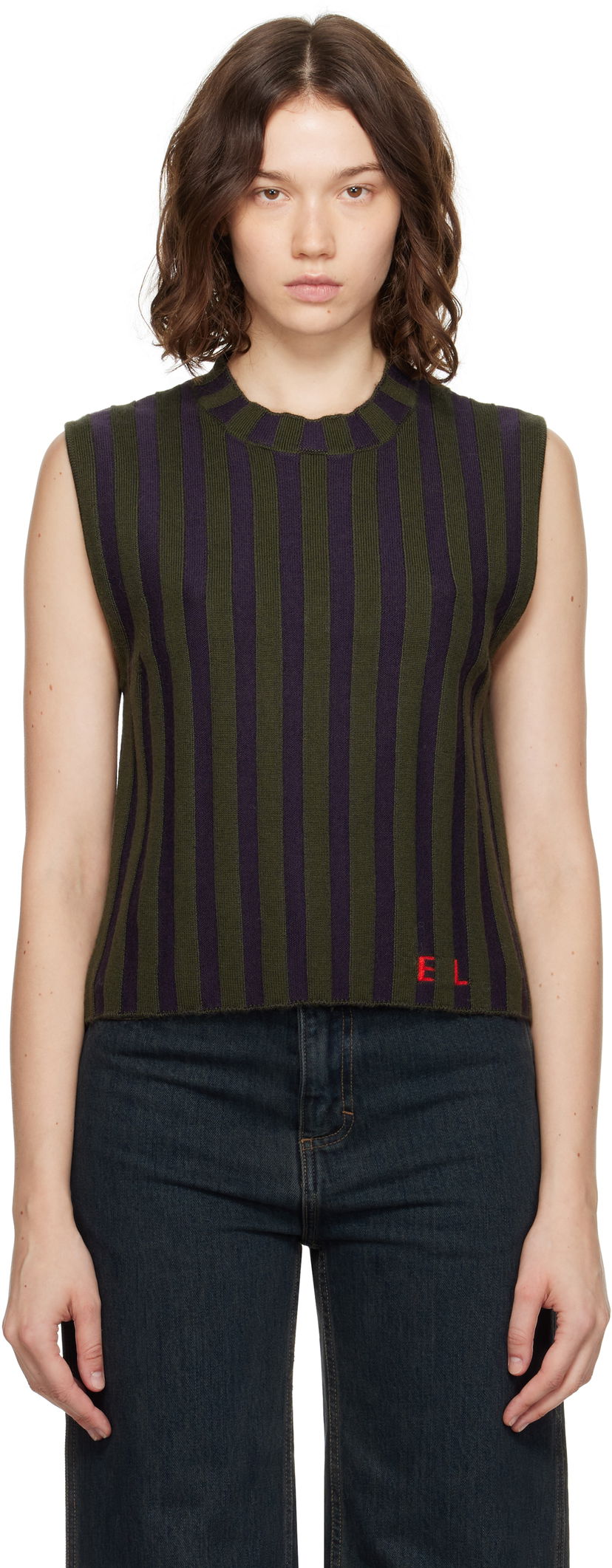 Безрукавка Eckhaus Latta Eckhaus Latta Striped Sleeveless Top Зелений | 8025-EL-PF25-M -