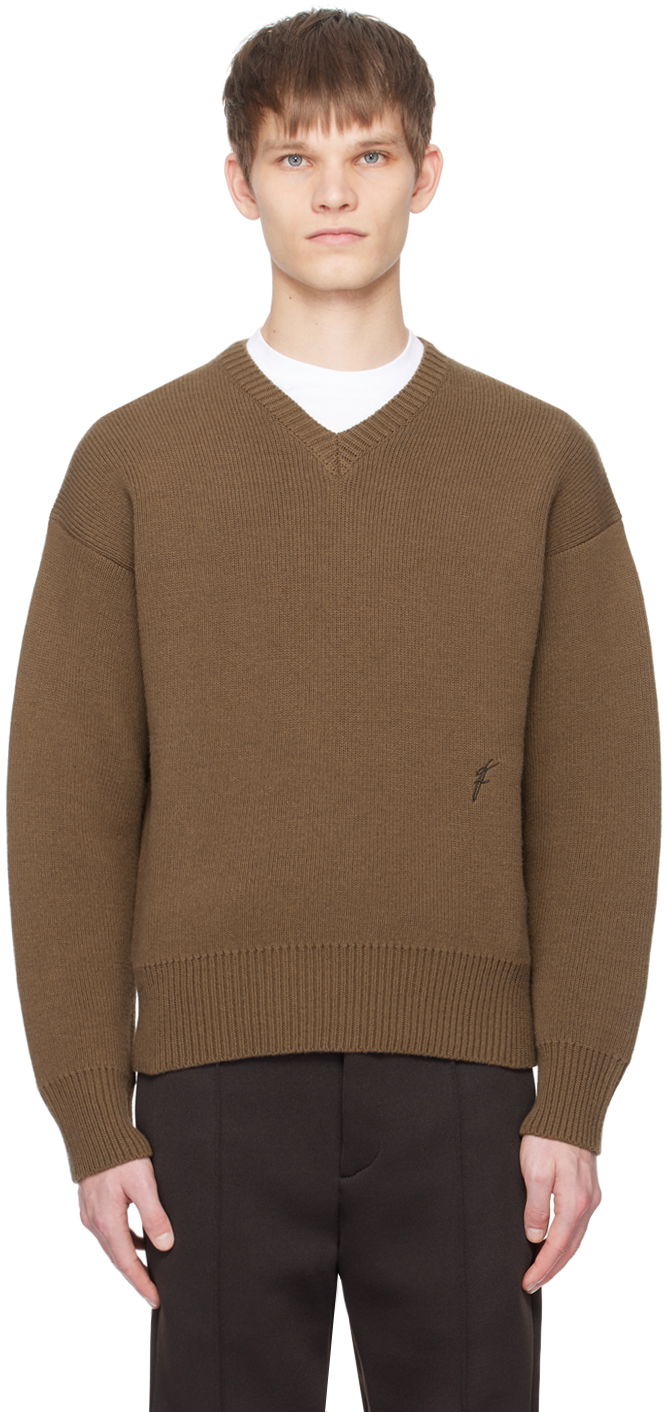 Cветр FERRAGAMO V-Neck Sweater Коричневий | 769799