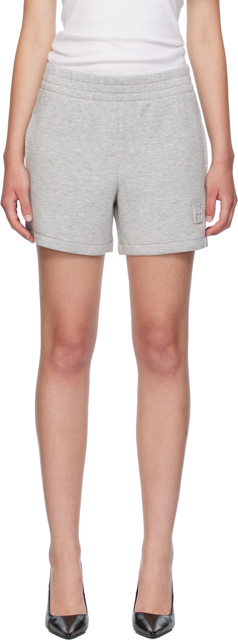 Шорти Anine Bing ANINE BING Kam Framed Monogram Shorts Сірий | A-05-10655-GRY1