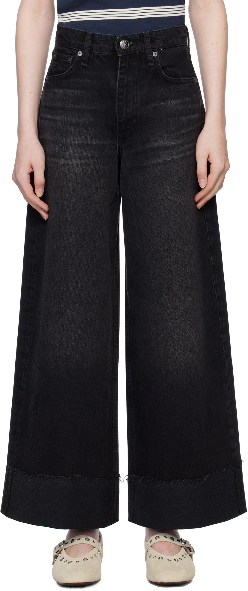 Джинси rag & bone Sofie Ankle Wide Leg Jeans чорний | WDD24H2993RGBL