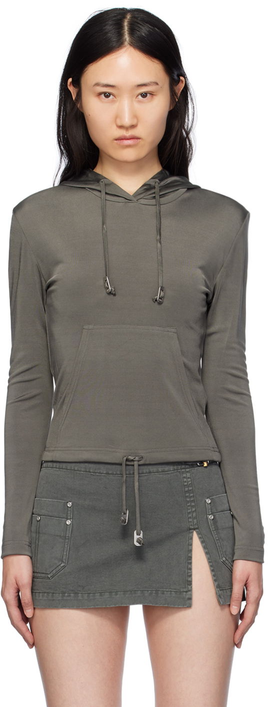 Світшоти Dion Lee Lustrous Shrunken Hoodie Сірий | C3164PS24
