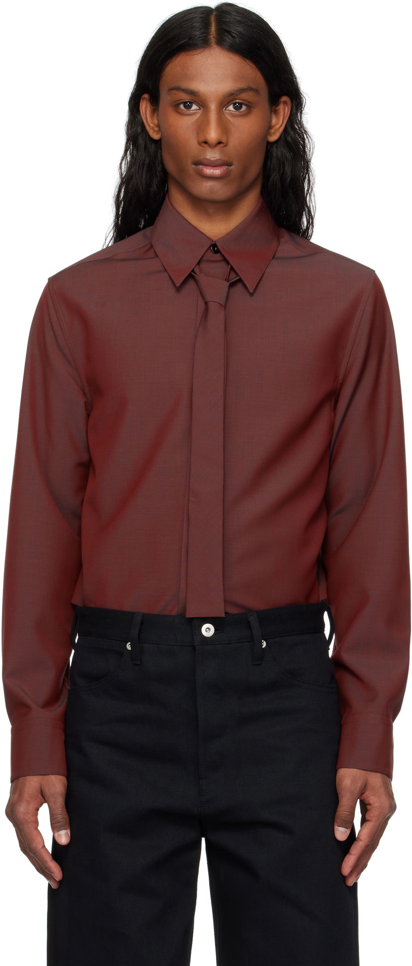 Сорочка Jil Sander Jil Sander Tie Shirt Червоний | J21DL0202_J40220