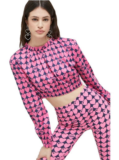 Сорочка Moschino CROPPED STRETCH SATIN ALL-OVER HEARTS BLOUSE Рожевий | W.C.E70.00.S.3957