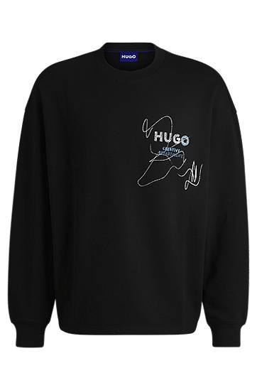 Cветр BOSS HUGO Sweatshirt With Seasonal Artwork чорний | 50534210