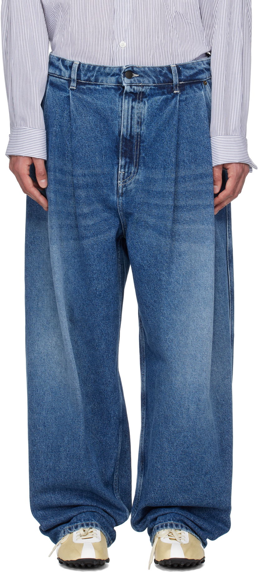 Джинси HED MAYNER Hed Mayner Pleated Jeans Синій | HMMA67021A-HA191