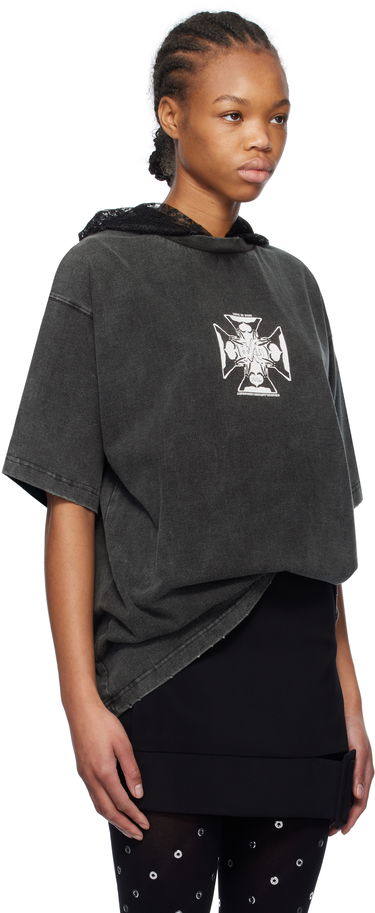 Футболка We11done We11done Heart Cross Graphic Hooded T-Shirt Сірий | WD-TH0-25-842-U-BK, 1