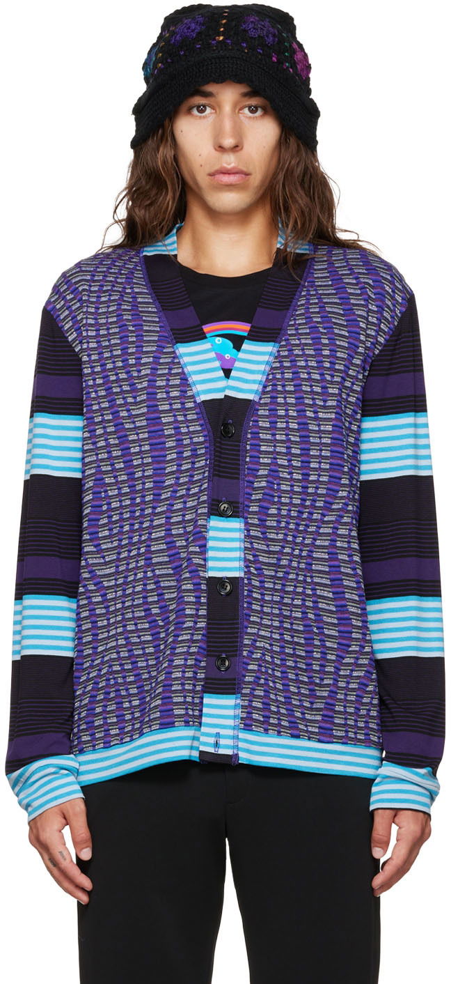 Cветр Anna Sui Anna Sui Stripe Cardigan Фіолетовий | M622G31