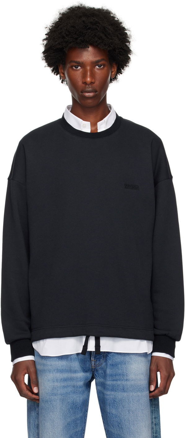 Футболка ZEGNA Navy Crewneck Sweatshirt чорний | N6MGI1830