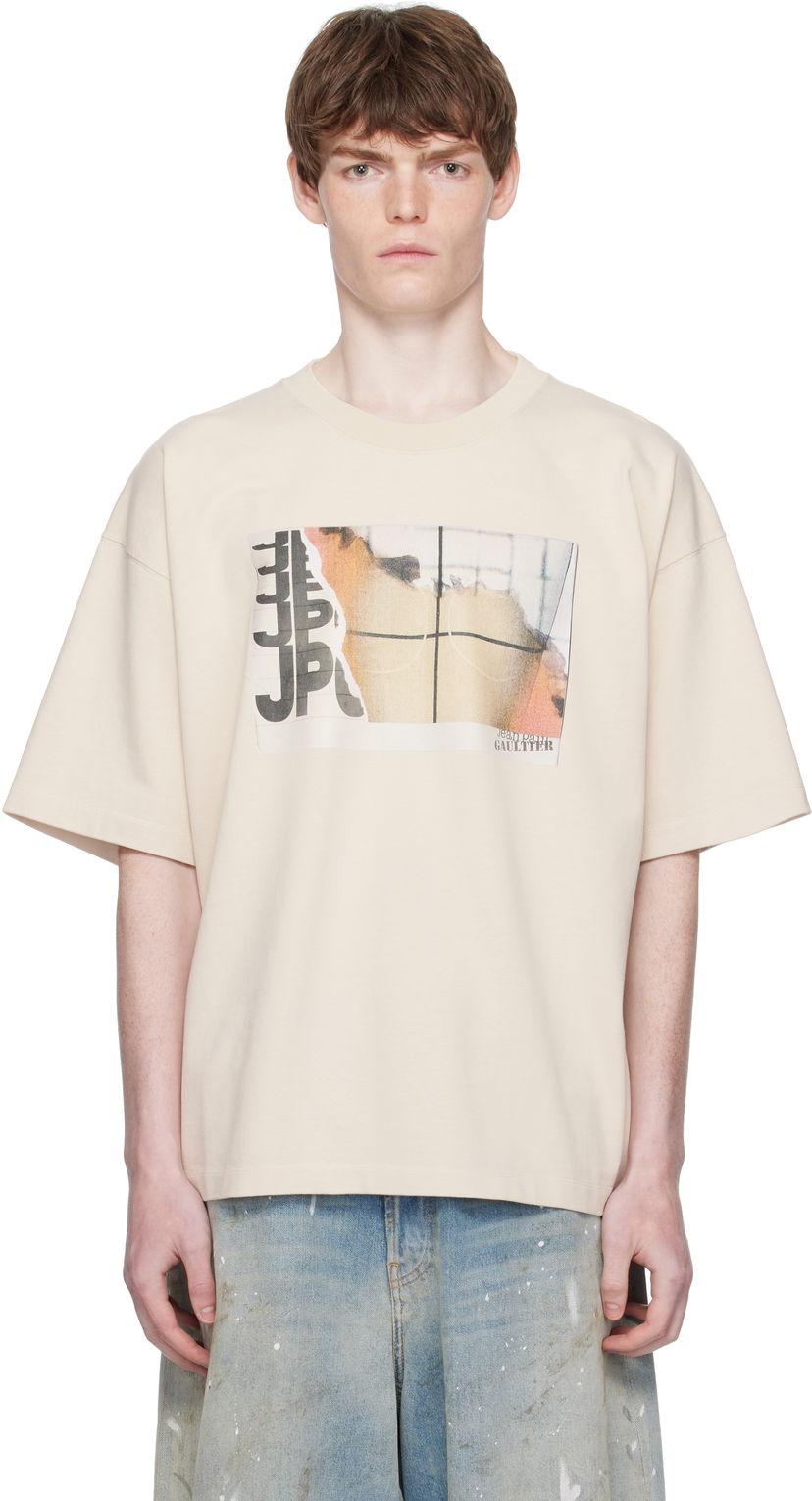 Футболка Jean Paul Gaultier Jean Paul Gaultier Oversized Printed T-Shirt бежевий | 25/03-W-TO293-J001-691501