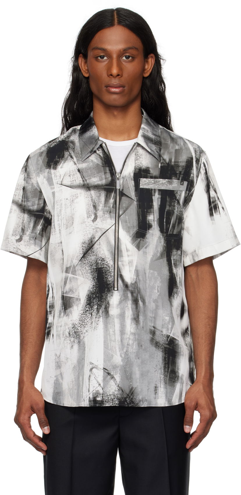 Сорочка Helmut Lang Helmut Lang Zip Scribble Shirt білий | P02HM507