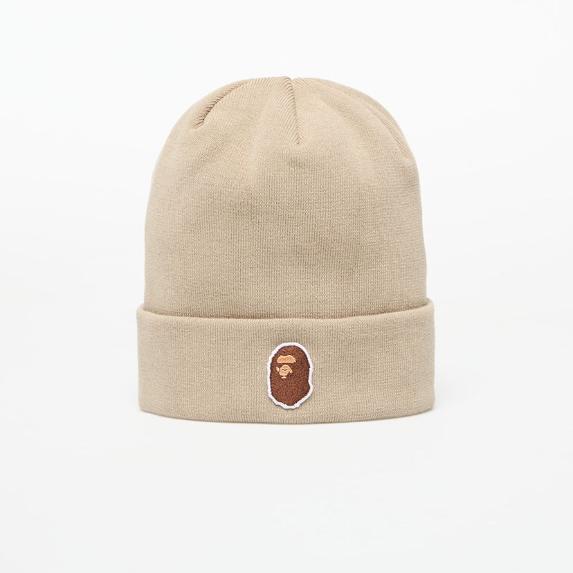 Шапка BAPE A BATHING APE One Point Ape Head Knit Cap бежевий | 001HTL301006MBEI