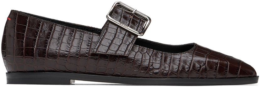 Догляд за взуттям Aeyde Aeyde Sunny Buckle Ballerina Flats Коричневий | A11-FL-GRZS15FL127-FW24-953-065