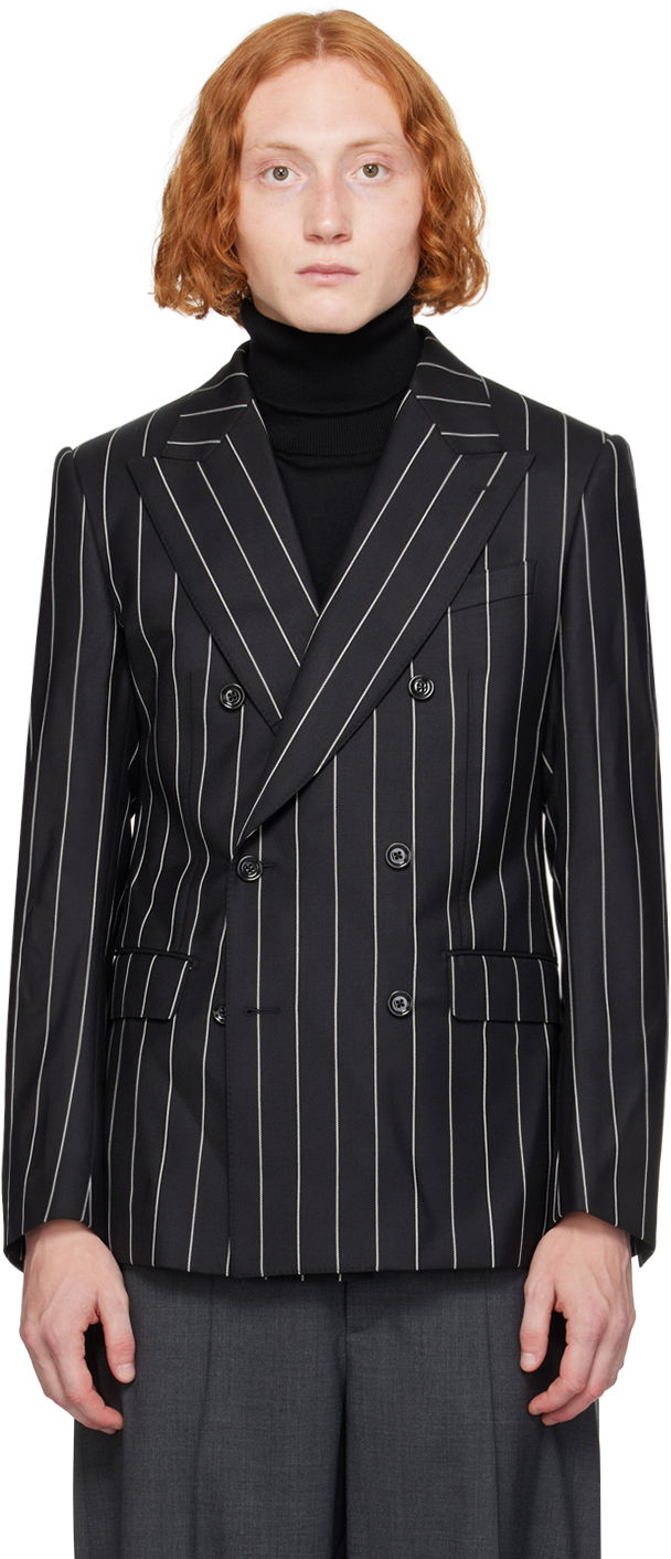 Куртка Dolce & Gabbana Dolce & Gabbana Pinstripe Double-Breasted Blazer чорний | G2QU4TFR204