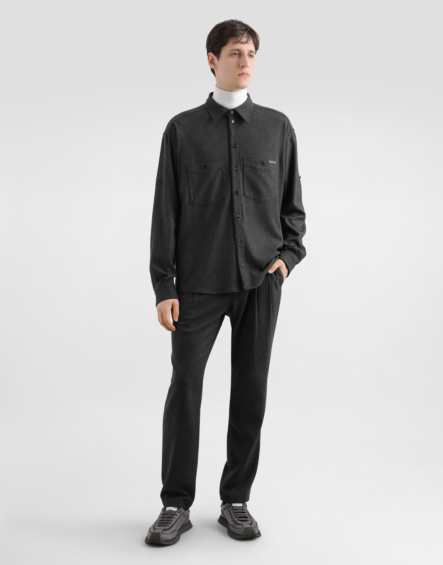 Штани Dolce & Gabbana Dolce & Gabbana Melange Wool Mat Trousers чорний | GP12PTFURNCN0141, 1