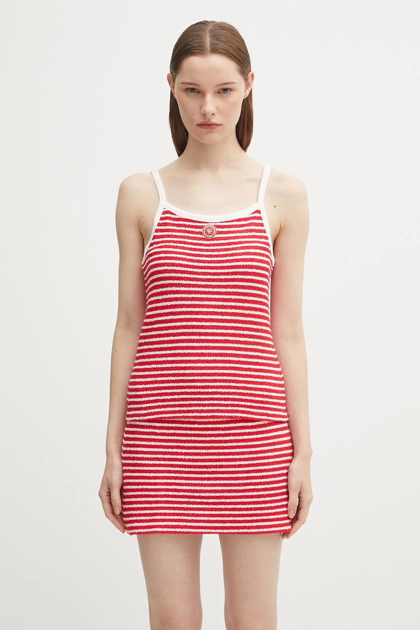 плаття Sporty & Rich Sporty & Rich Serif Logo Striped Terry Tank Dress Червоний | TO083602300ST67