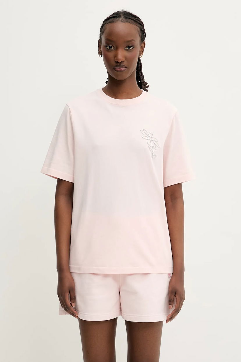 Футболка MAISON KITSUNÉ Maison Kitsuné Metallic Daisy Comfort T-Shirt Рожевий | OW00121KJ0119