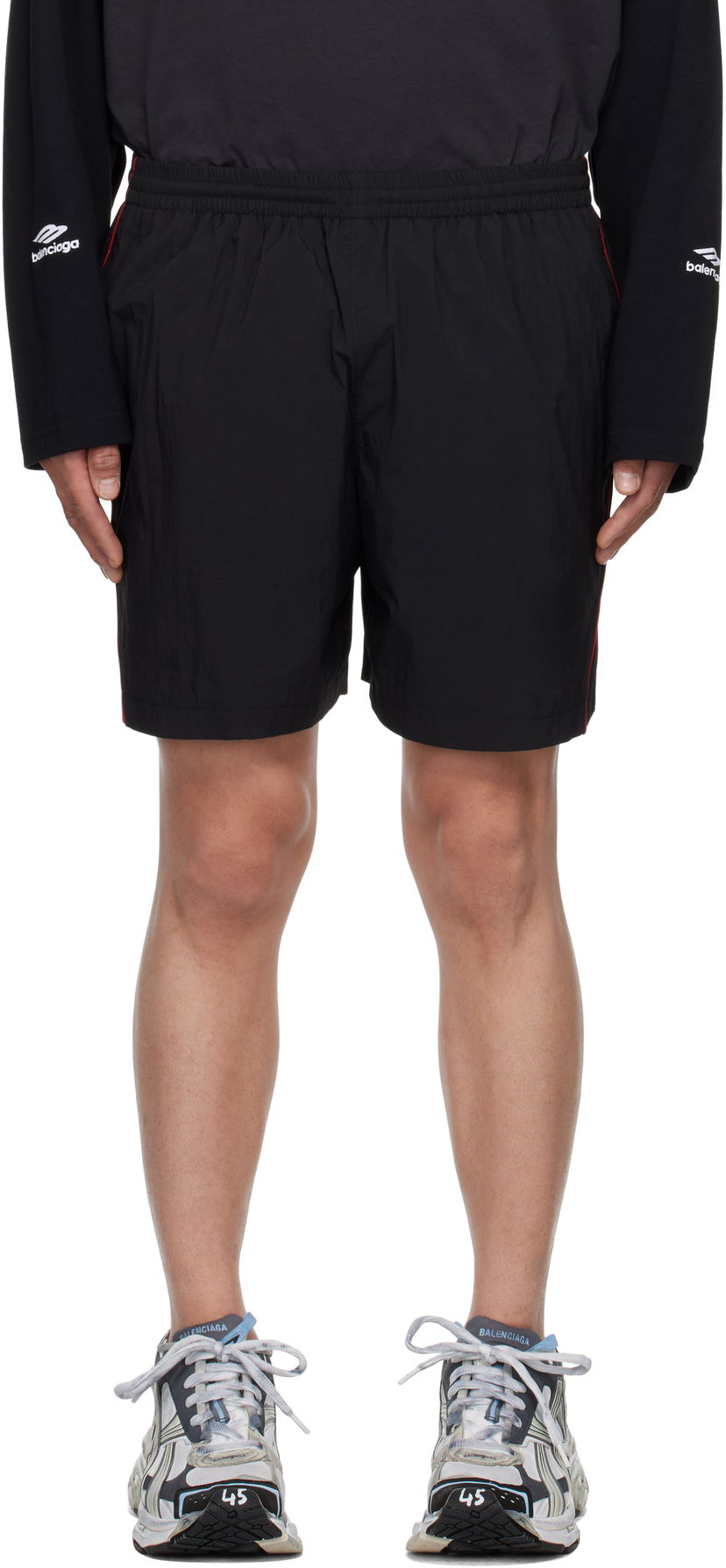 Шорти Balenciaga Balenciaga Washed Tracksuit Shorts чорний | 814568TRO32