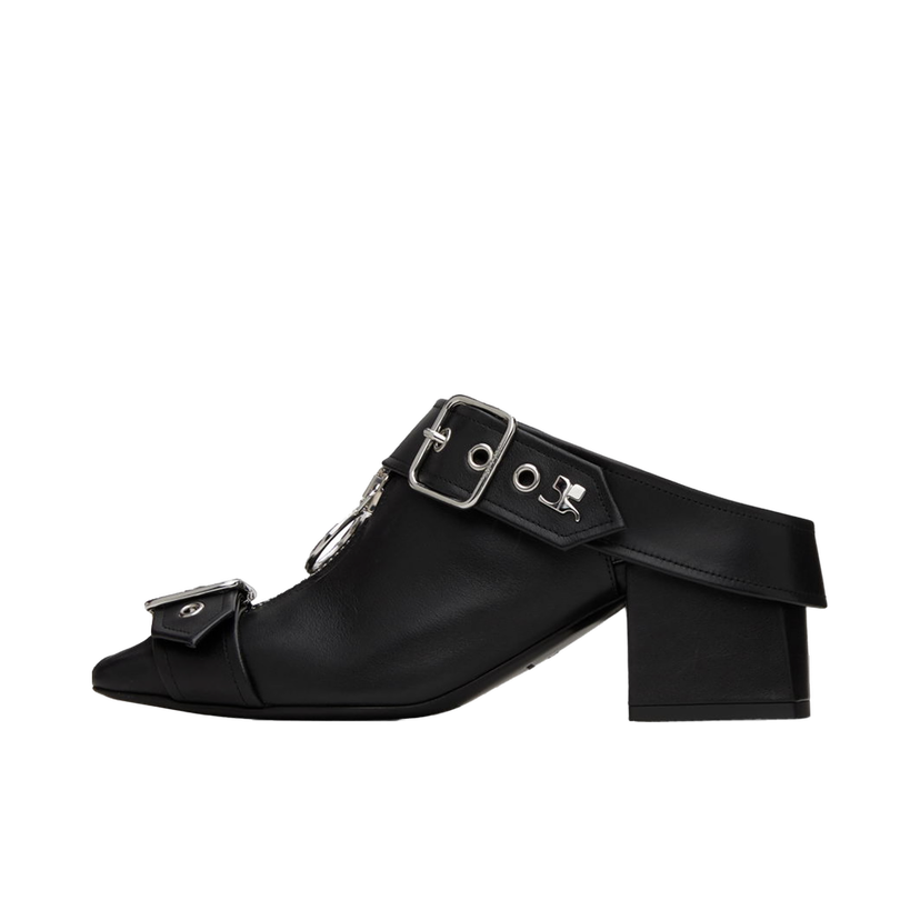 Кросівки та взуття Courrèges Leather Mules With Buckle чорний | 124SCS096CV0027