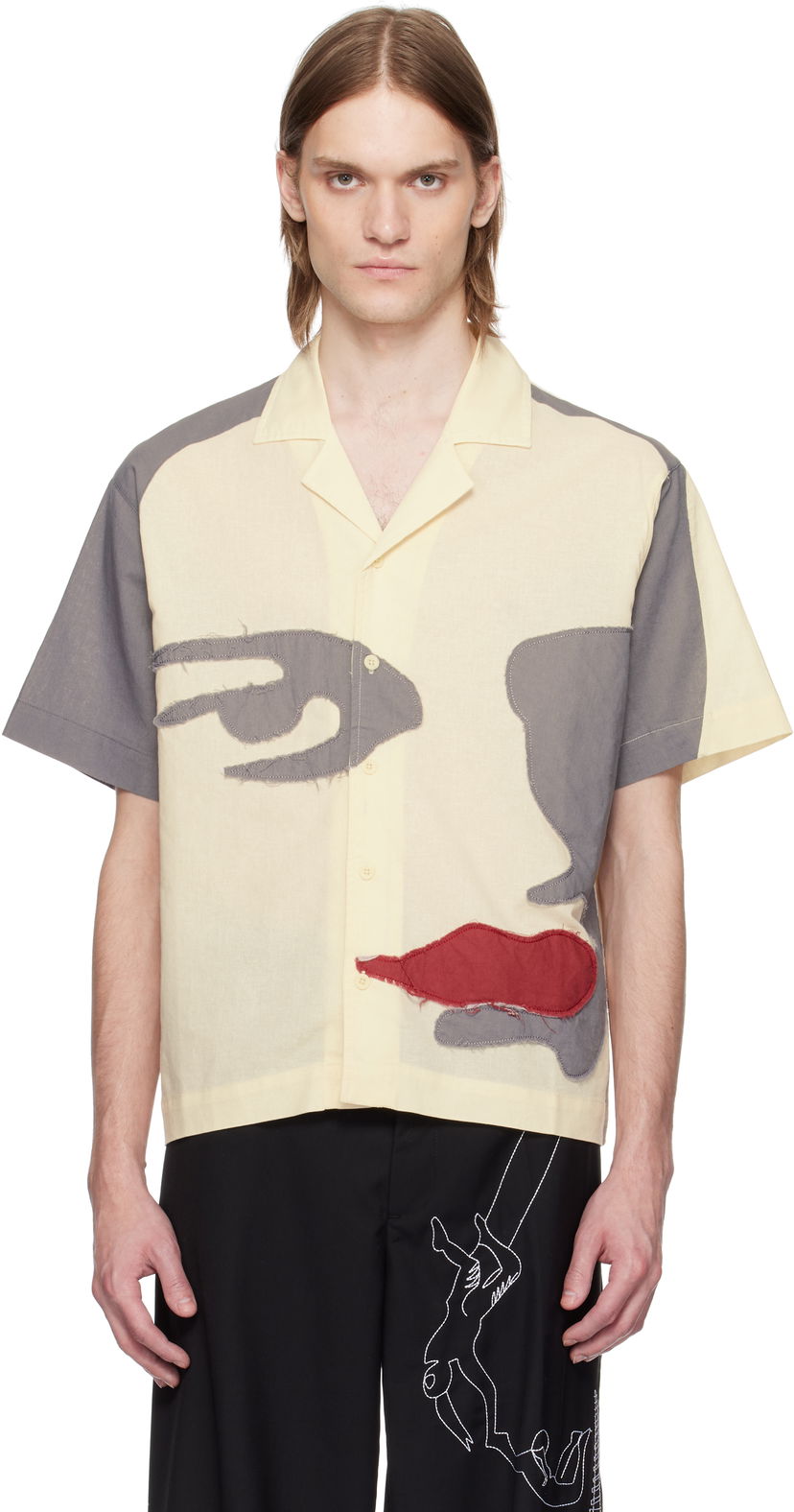 Сорочка KidSuper KidSuper Patchwork Face Linen Camp Shirt Жовтий | SS25-SST-01