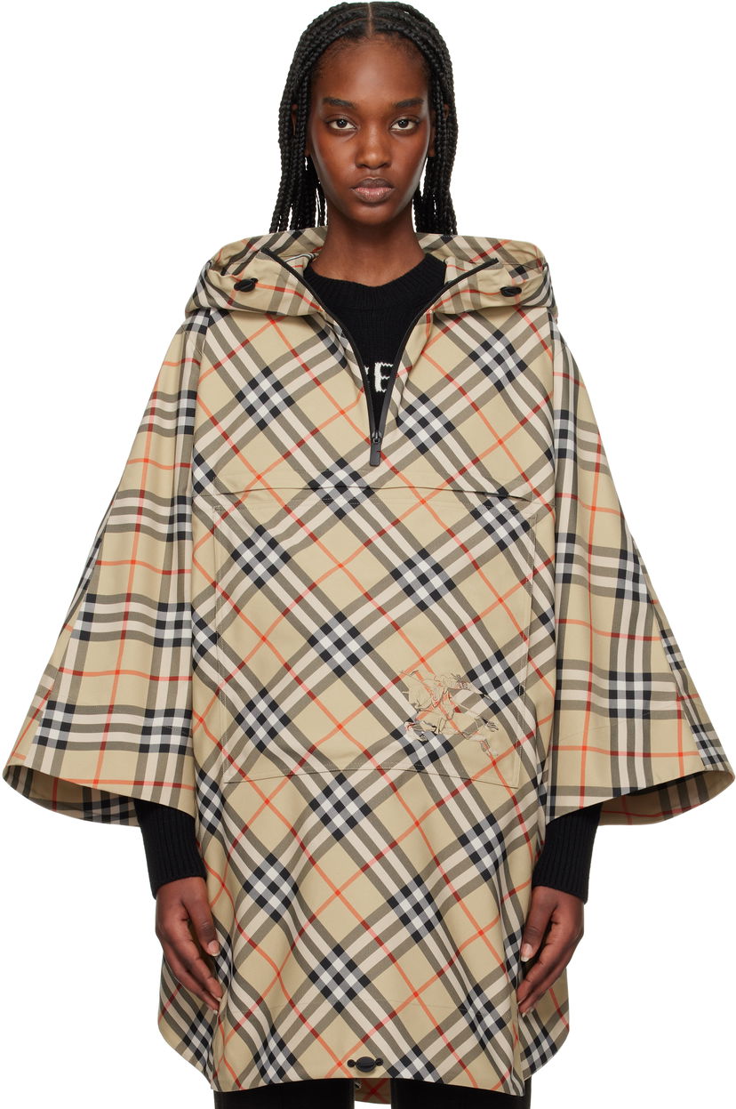 Дощовик Burberry Burberry Packaway Check Twill Cape Jacket бежевий | 8105325