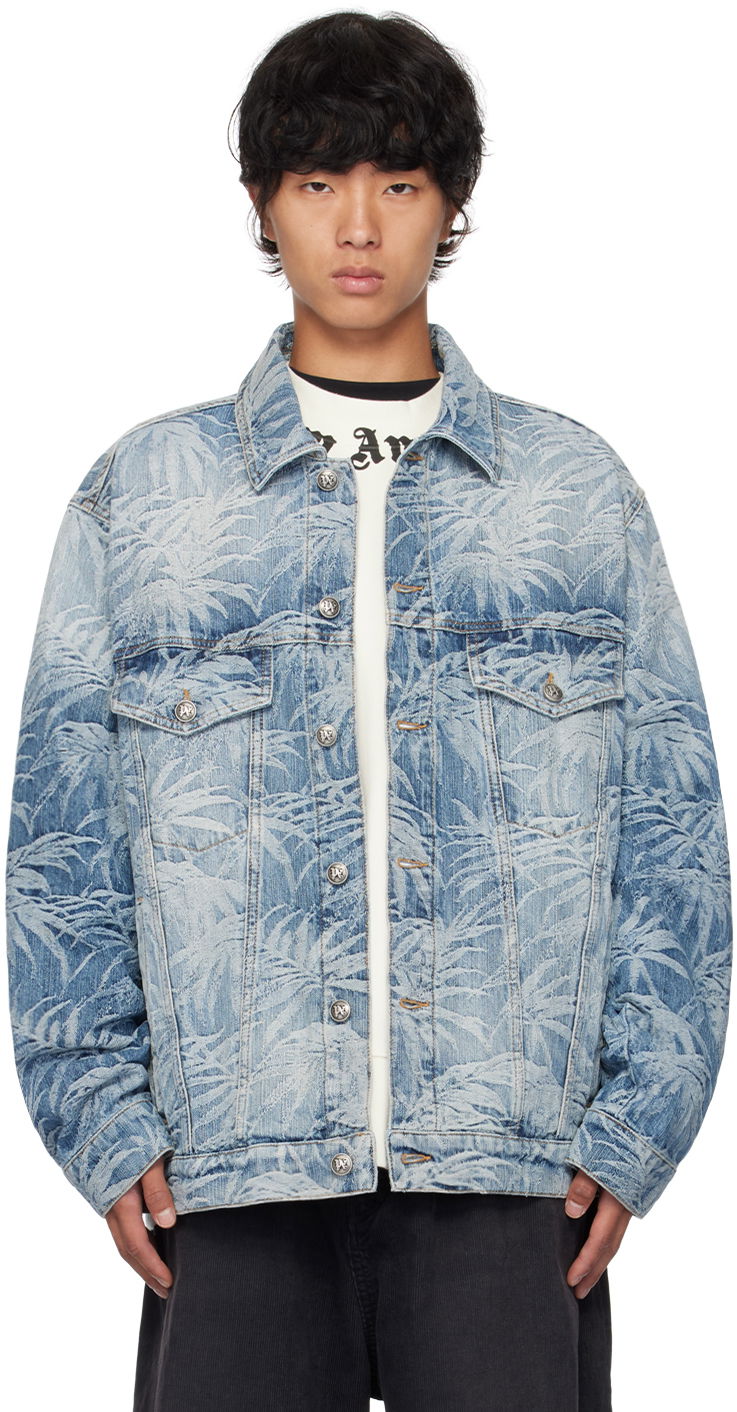 Куртка Palm Angels Blue Palms Wash Denim Jacket Синій | PMYE053F24DEN0024903